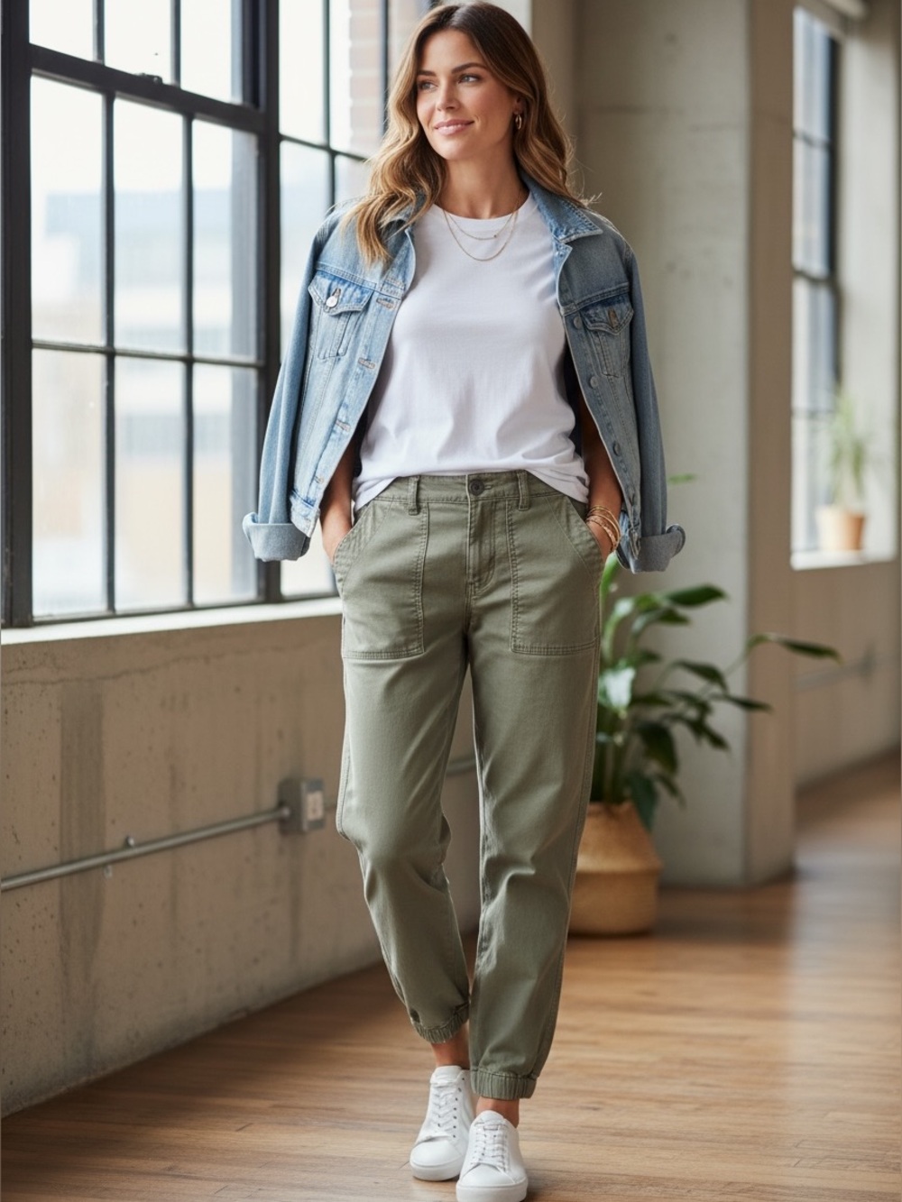 Cabi Cali Utility Jogger Pants Women’s 4 Olive Green Zip Ankle Stretch Cargo